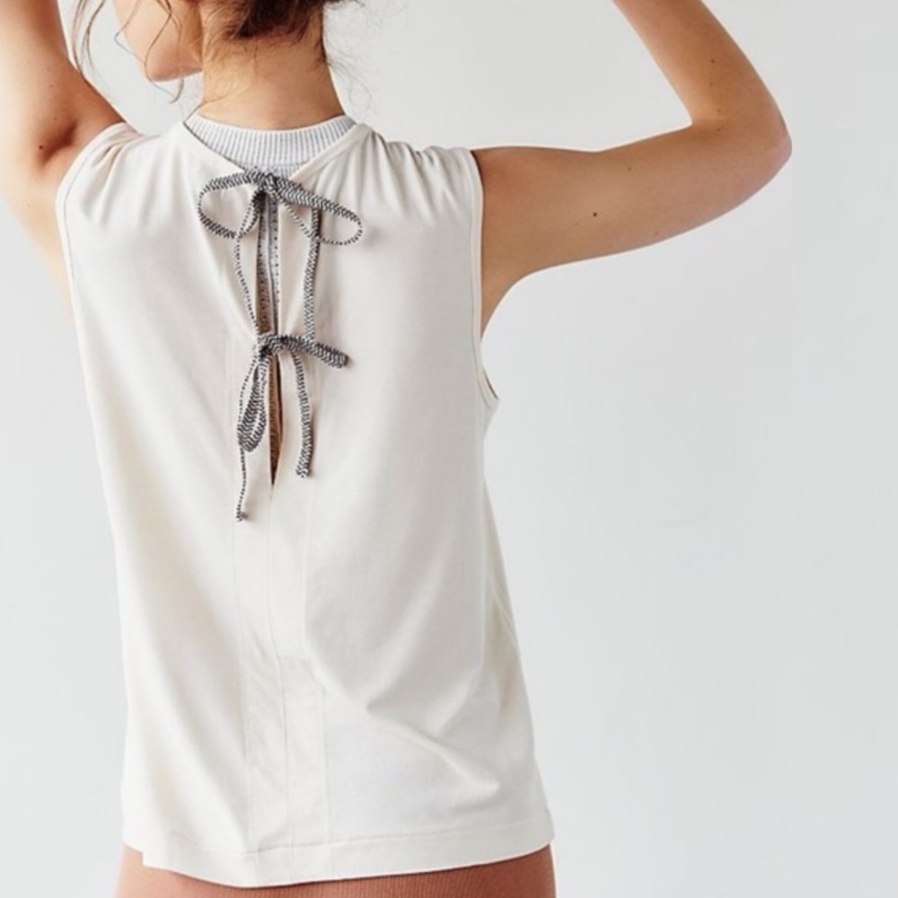 NWT Free People Movement Tri Harder Tie-Back Tank Top White Womens Size Large L - Picture 2 of 13